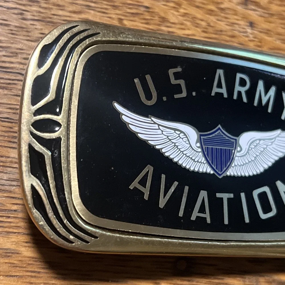 Vintage U.S. ARMY AVIATION Flying Wings 1983 NAP Inc Solid Brass Belt Buckle F08